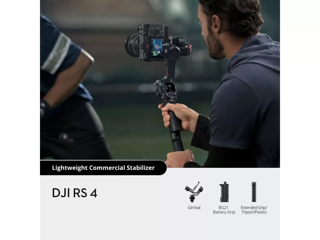 DJI RS 4 Camera Stabilizer, Teflon-Coated Axis Arms, 3kg (6.6lbs) Payload Capacity, OLED touchscreen