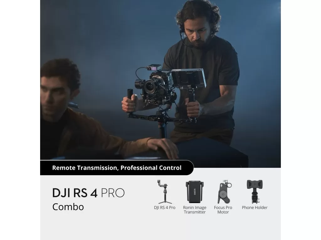 DJI RS 4 Pro Combo Camera Stabilizer, Teflon-Coated Axis, 4.5kg (6.6lbs) Payload, Image Transmitter