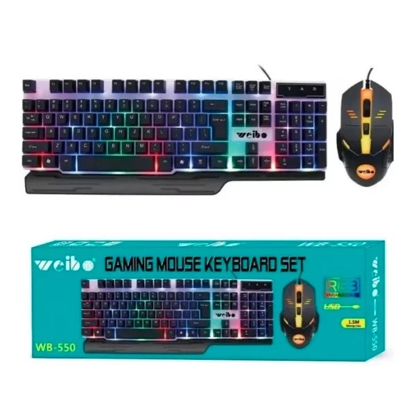 WEIBO WB-595 Gaming RGB USB crna tastatura + USB crni mi