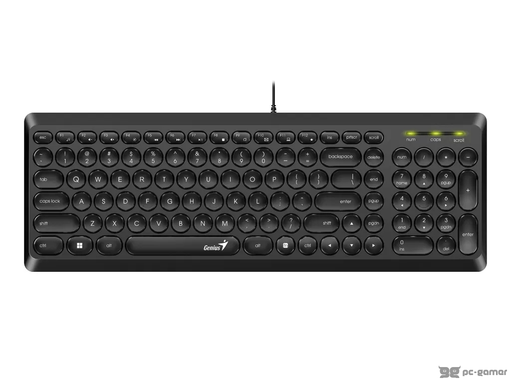 GENIUS SlimStar Q200 Keyboard, Multimedia, YU layout, Slim Round Key, 1.5m, Black