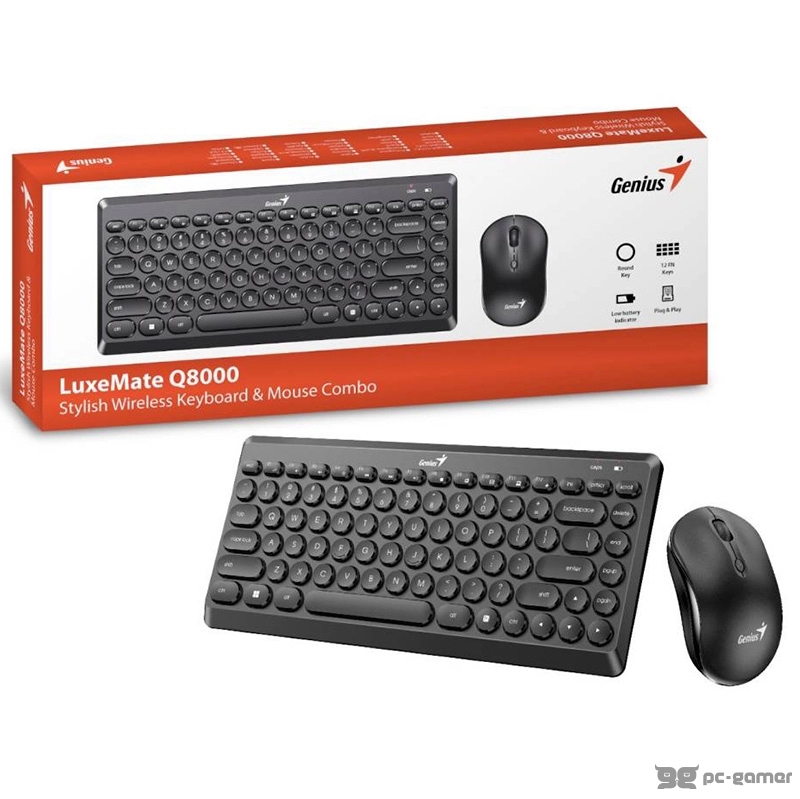 GENIUS LuxeMate Q8000 Wireless USB US crna tastatura + mi