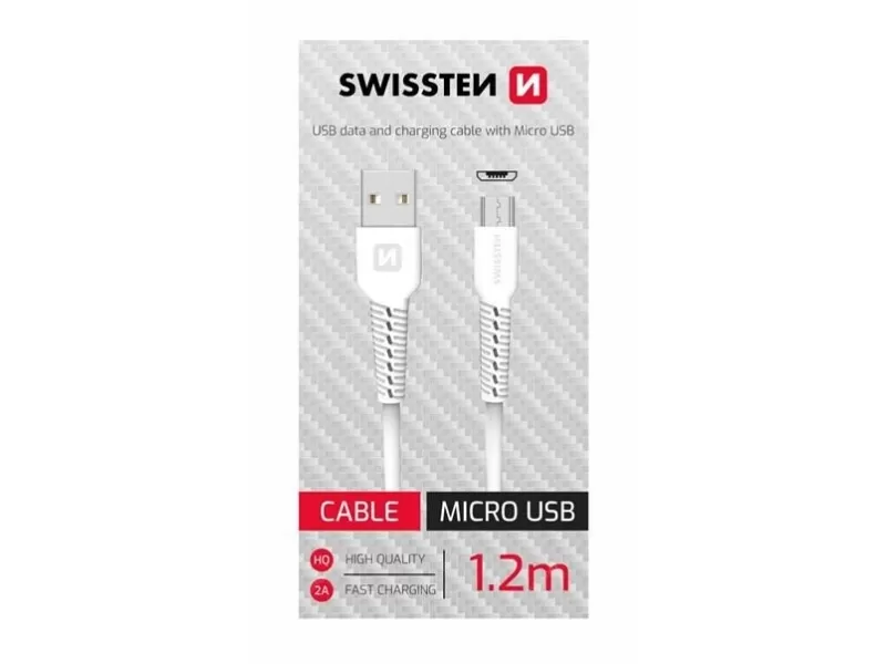 Swissten Data kabl USB/MICRO USB 1.2m bijeli