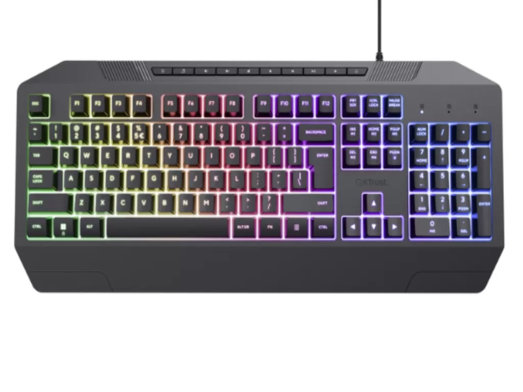 TRUST GXT 836 EVOCX Illuminated gaming keyboard with rainbow wave RGB and soft-touch keys, US layout