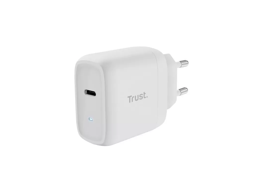 TRUST MAXO 65W USB-C Charger, 2m cable, over-current/over-heat/over-load protection, White