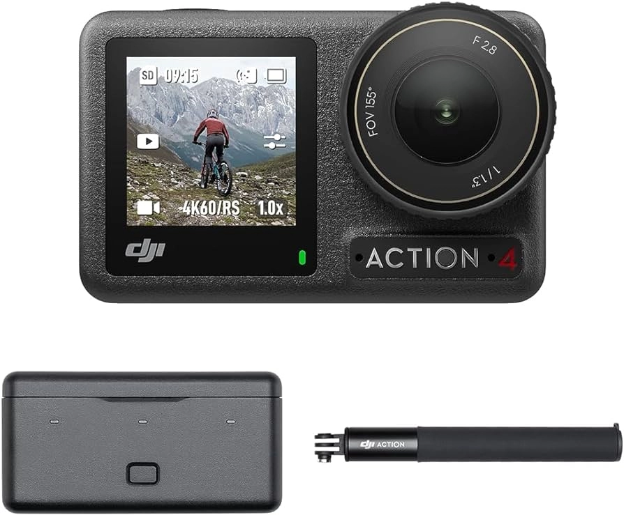 DJI Osmo Action 4 Adventure Combo - 3 Batteries, 1.5m Extension rode, Multifunctional Battery Case