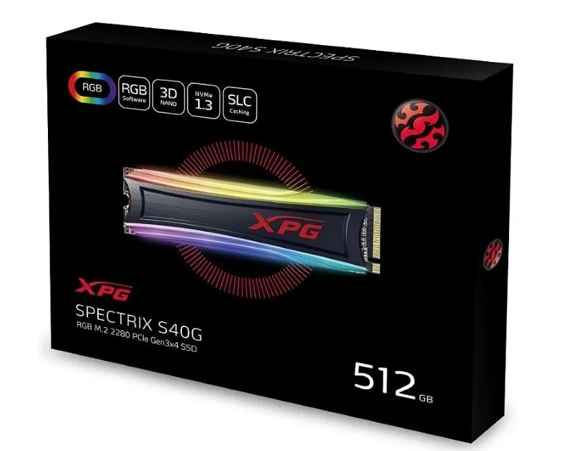 A-DATA 512GB M.2 PCIe Gen3 x4  XPG SPECTRIX S40G RGB AS40