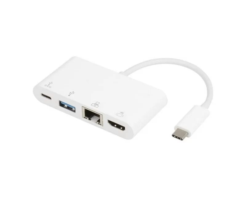 E-GREEN Adapter USB 3.1 tip C (M) - HDMI + USB3.0 + RJ45 +