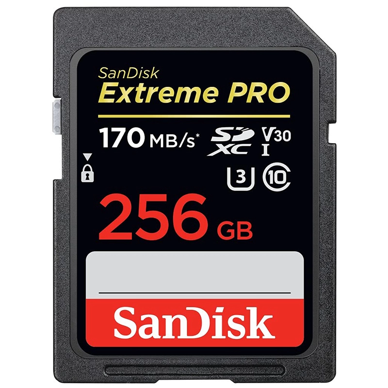 SanDisk Extreme PRO 256GB SDXC Card, up to Read/Write(MB/s): 200/140, UHS-I, Class 10, U3, V30