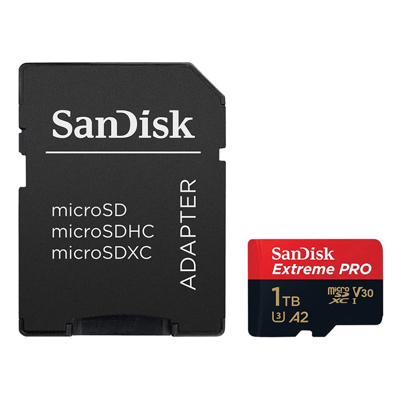 SanDisk Extreme PRO microSDXC 1TB + SD adapter,up to Read/Write(MB/s): 200/140, A2, C10,V30,UHS-I,U3