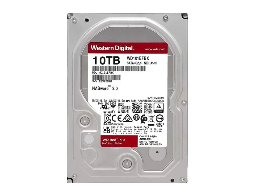 WD RED PLUS NAS HDD 10TB, 3.5