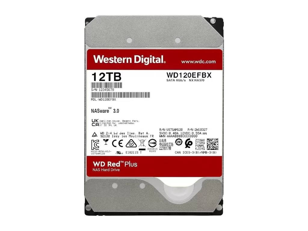 WD RED PLUS NAS HDD 12TB, 3.5