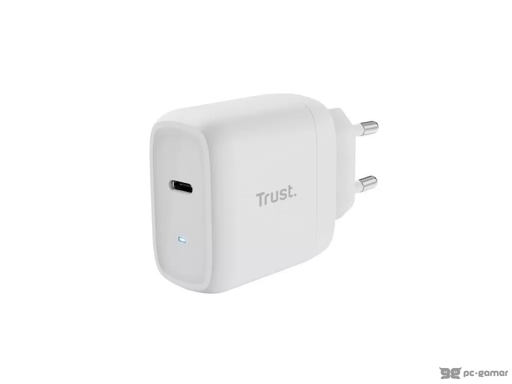TRUST MAXO 65W USB-C Charger, 2m cable, over-current/over-heat/over-load protection, White