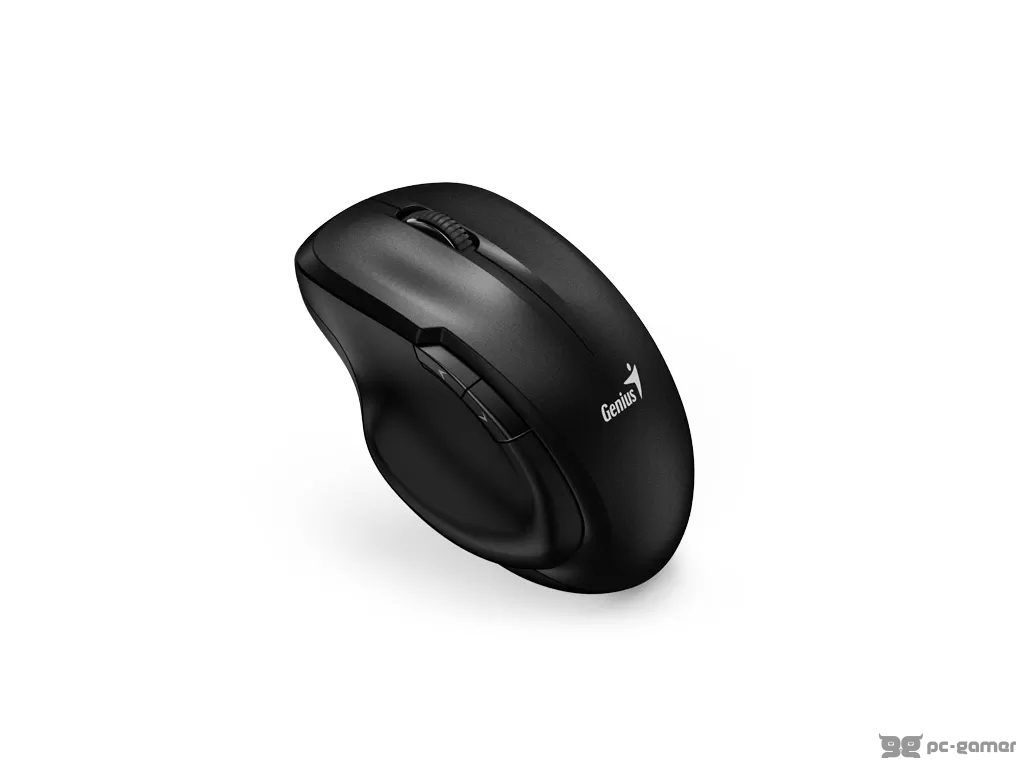 GENIUS Ergo 8200S USB Wireless Ergonomic Silent Mouse, Black,1200dpi BlueEye Sensor,5-Button,AA batt
