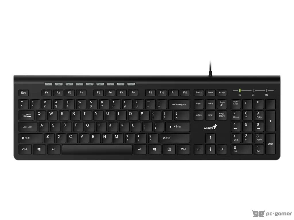 GENIUS SlimStar 230 Keyboard, Chocolate style keys, Multimedia Keys, USB, 1.5 m, US layout, Black