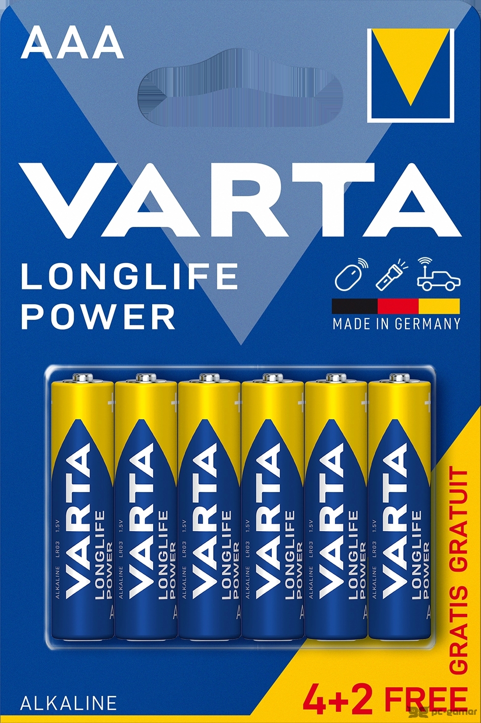Alkalna baterija AAA Longlife Power LR03 4+2 Varta