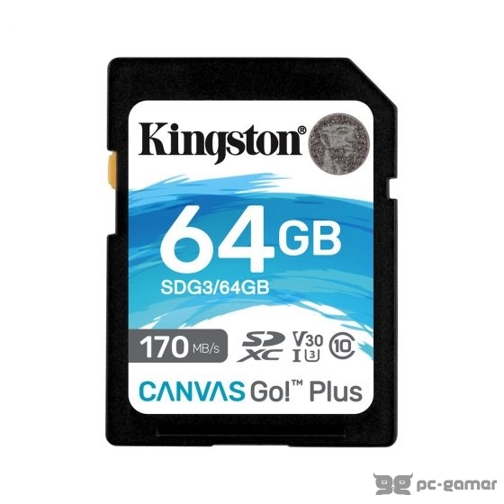 KINGSTON U3 V30 SDXC 64GB Canvas Go Plus 170R C10 UHS-I SDG