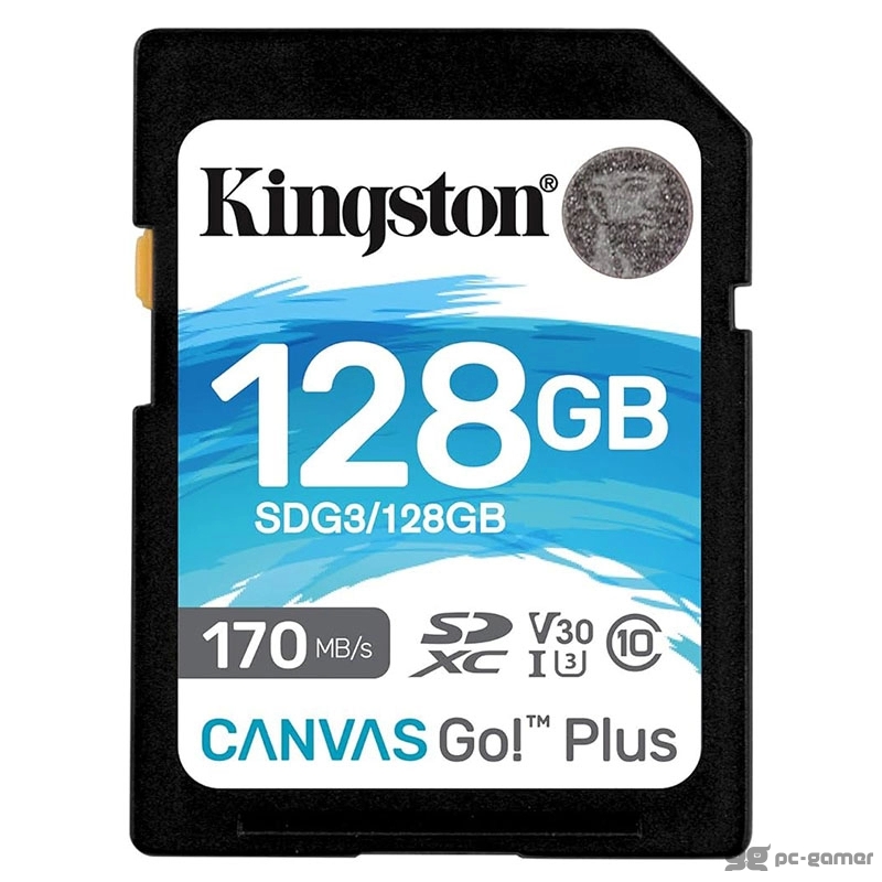 KINGSTON U3 V30 SDXC 128GB Canvas Go Plus 170R C10 UHS-I SD