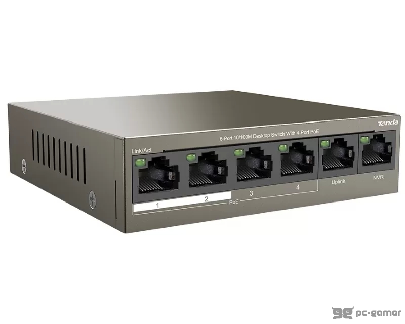TENDA TEF1106P-4-63W 6-Port 10/100M Desktop Switch with 