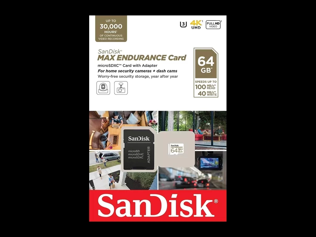 SanDisk MAX ENDURANCE 64GB microSDXC + SD Adapter, 30.000 Hours