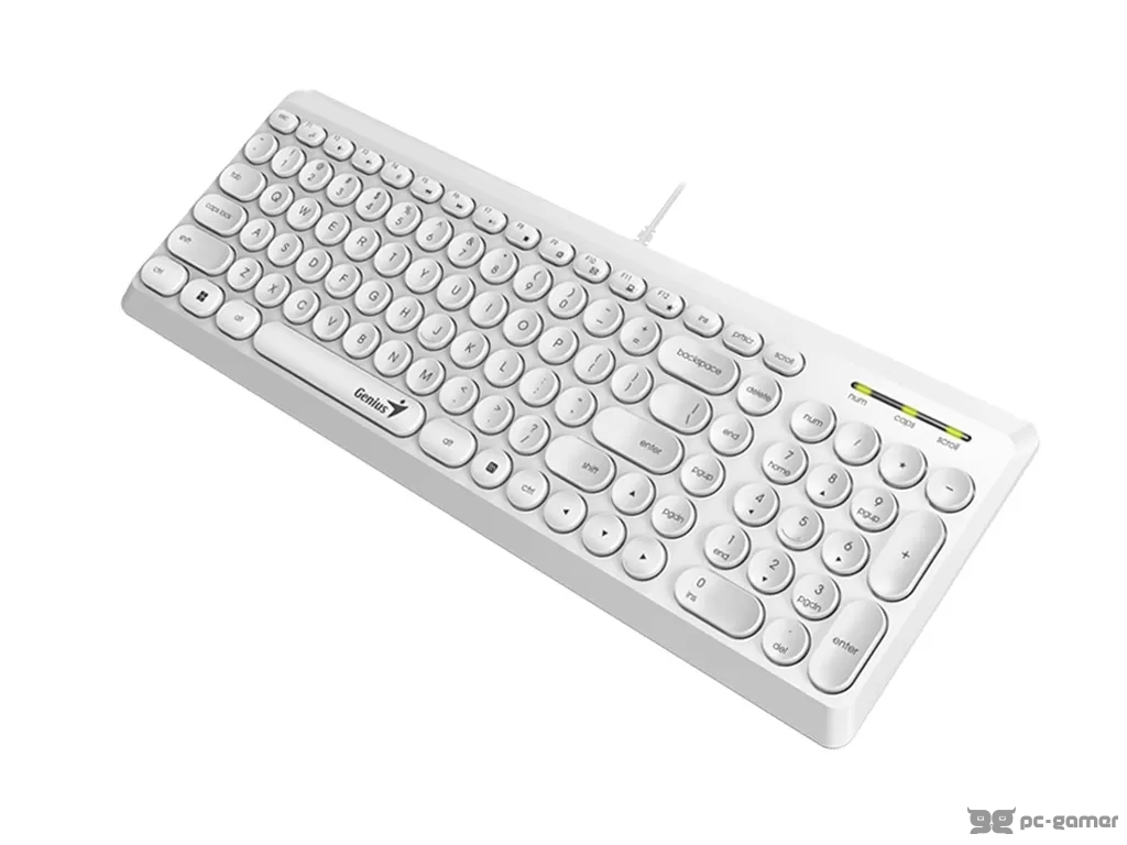 GENIUS SlimStar Q200 Keyboard, Multimedia, YU layout, Slim Round Key, 1.5m, White