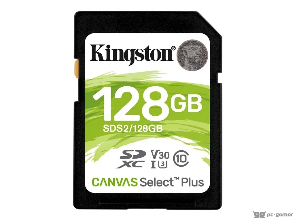 KINGSTON SDXC Card 128GB Canvas Select Plus C10, UHS-I, U3, V30, up to 100 MB/s