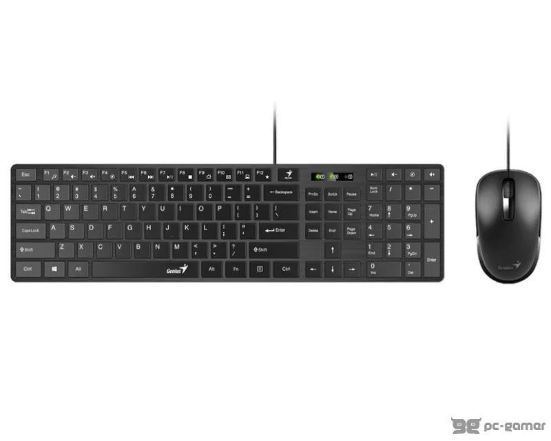 GENIUS SlimStar C126 USB US crna tastatura+ USB crni miš